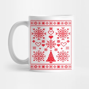 Christmas Lover Cross Pattern Sampler Artistic Design Red Mug